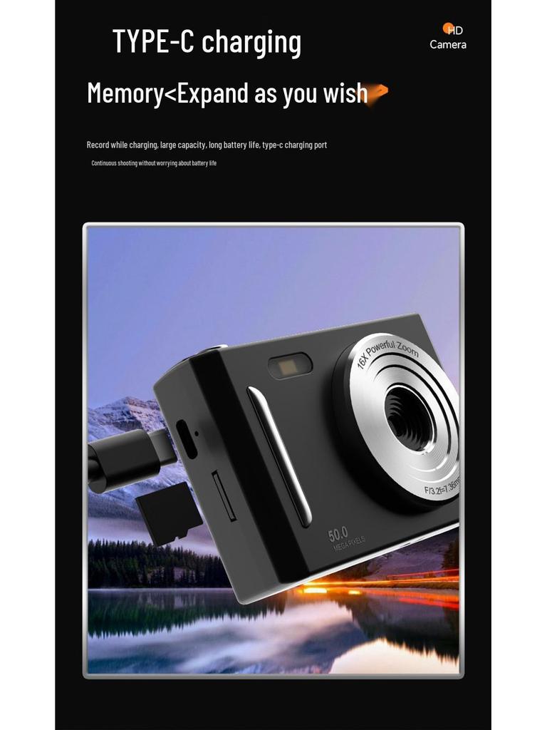 Retro 5K HD Portable Camera for Kids and Students