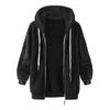 Women's Fashionable Plush Zipper Solid Color Pocket Hooded Long Sleeved Loose Warm Jacket