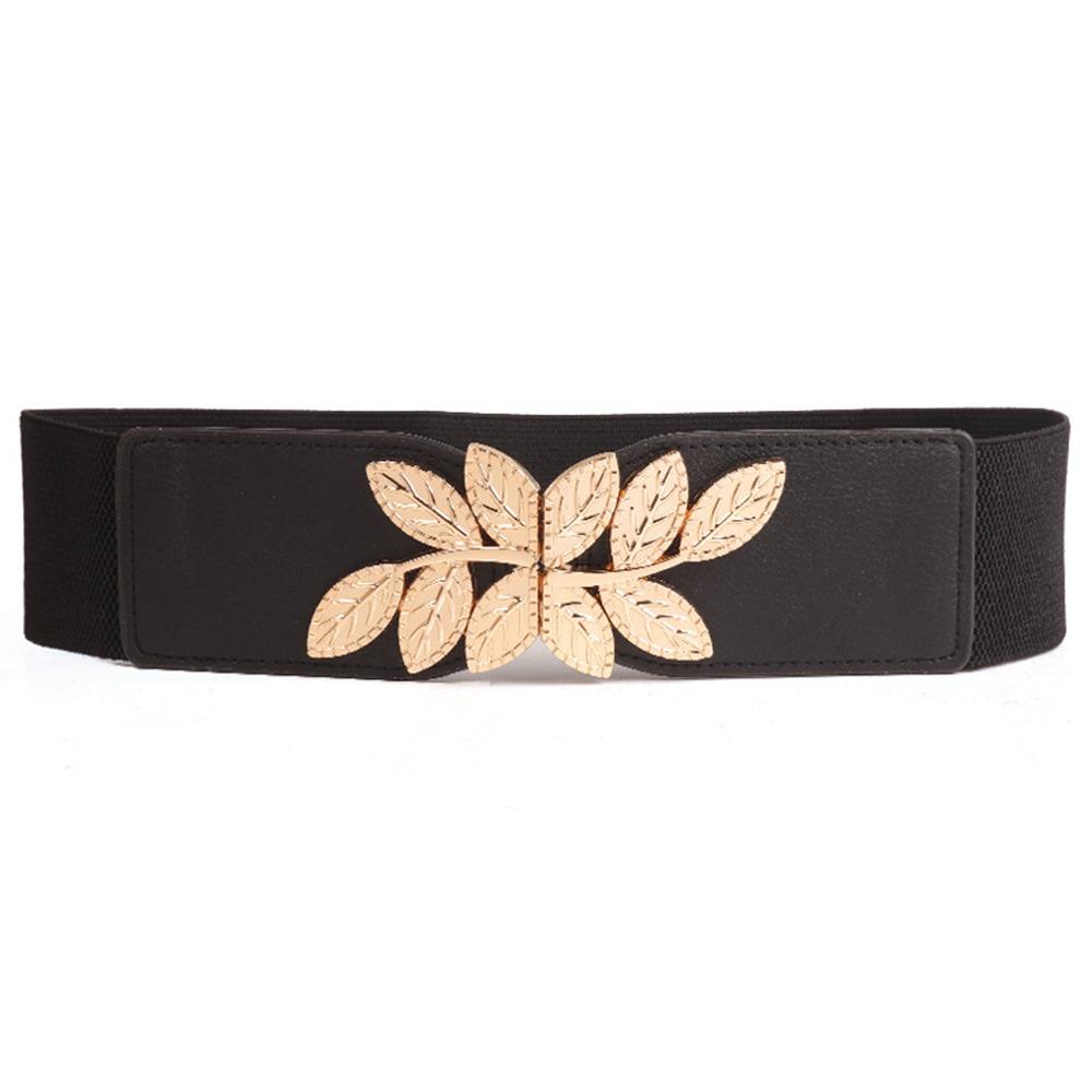 Creative Metal Buckle Women Elastic Band Waist Defining Comfortable Stretch Waistband Solid Color Dress Belt Jeans