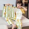 Boys Cotton Pajama Set Short Sleeve Shorts 3-Piece Cartoon Sleepwear Lightweight Home Outfit Kids