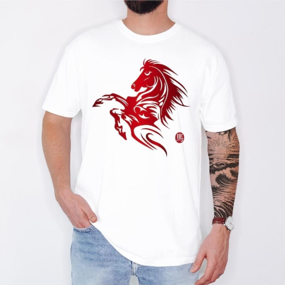 Chinese New Year Horse Shirt Zodiac Horse TShirt Lunar Festival Tee Year of The Horse TShirt 2026 Happy New Year Men Women Tops S
