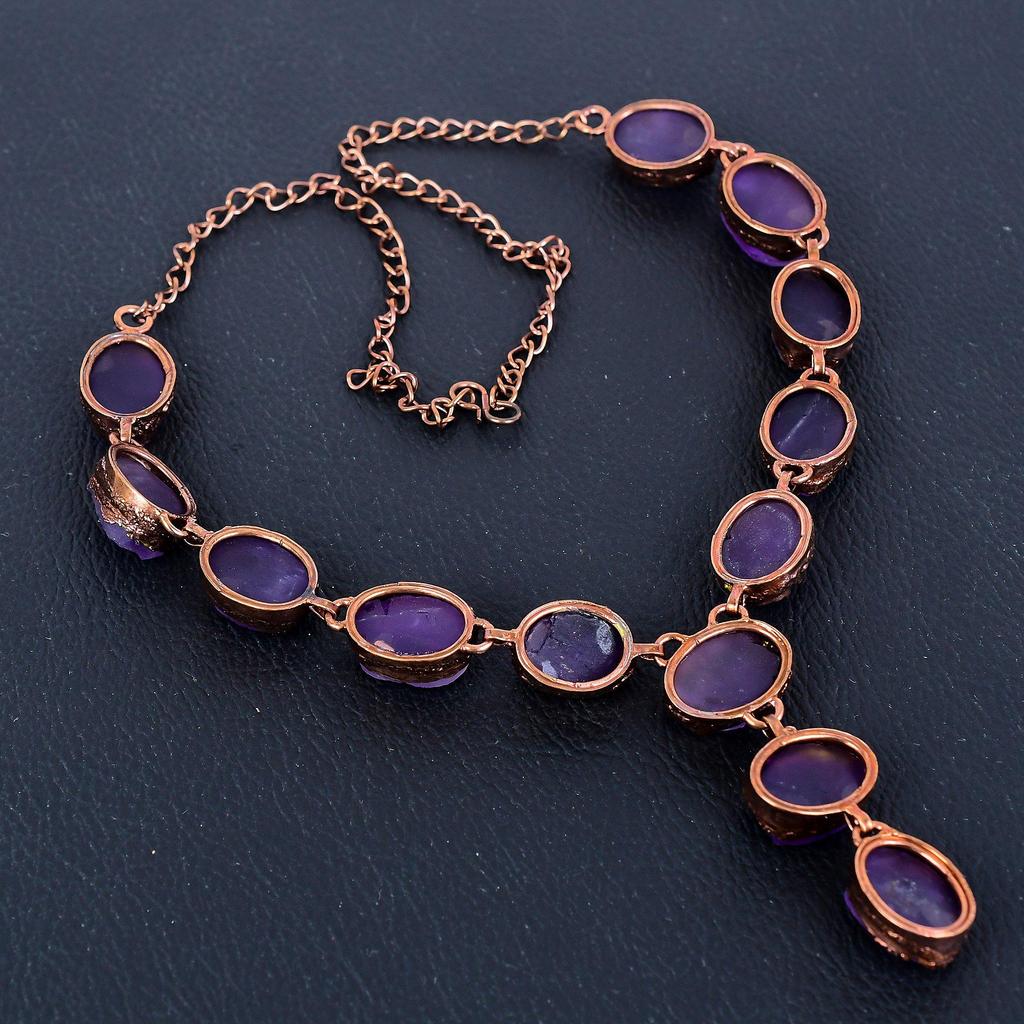Amethyst Necklace, Gemstone Copper Electroformed Jewelry Necklace, Handmade Jewelry, For Anniversary Gift