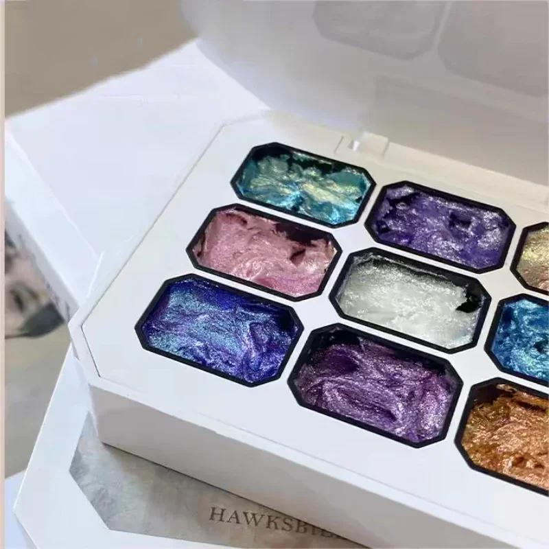 9 Grid Nail Solid Pigment Nail Art Decor Watercolor Manicure Metallic Paint Draw Chrome Glitter Powder Flowers Nails Fairy Power