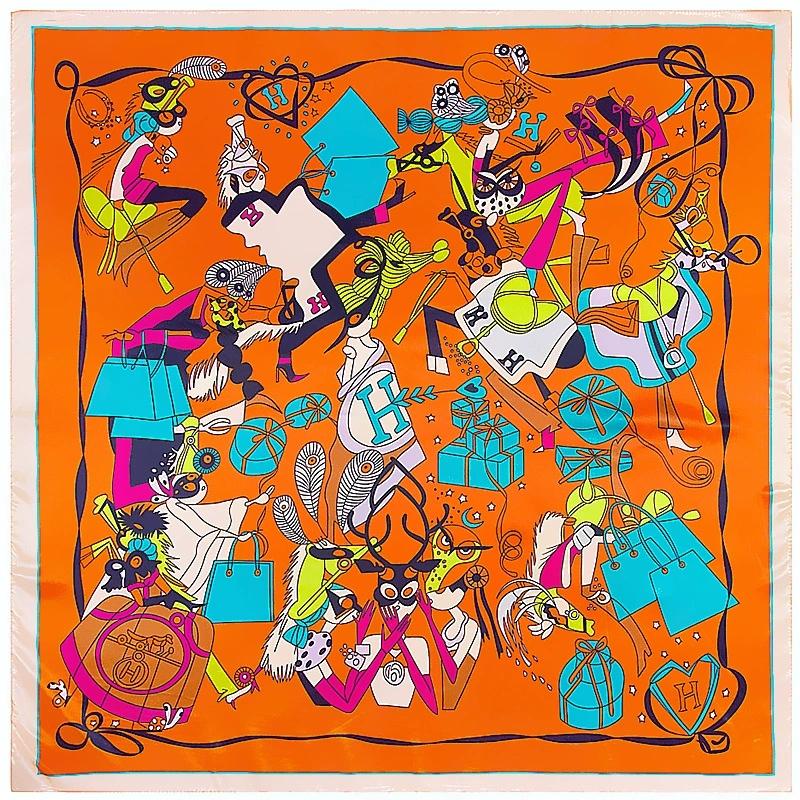 Stylish 90*90cm Spring Colorful Printed Small Square Scarf Foulard Hijabs For Women