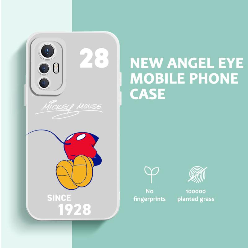 

Милый чехол для телефона с Микки Диснеем и квадратными краями, жидкий силиконовый чехол, полное покрытие, защитный чехол для камеры для Xiaomi OPPO Vivo