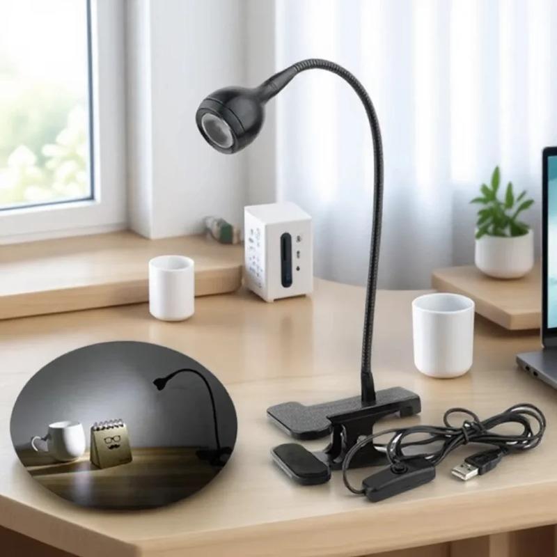 

USB LED Reading Book Light Table Lamp Flexible Night Lights for Bedroom Bedside LED Desk Lamp with Clip Holder Luminaria WHITE чорний