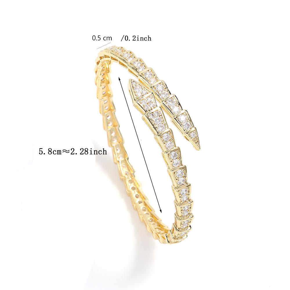 Personality Classic Snake Cuff Bracelets For Women Simple Fashion Shiny Inlaid Zircon Bracelet Bangle Bridal Wedding Party Jewelry