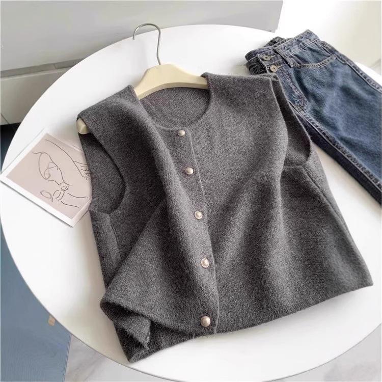 Women's Wool Cardigan Vest: Autumn/Winter Temperament Knit Top