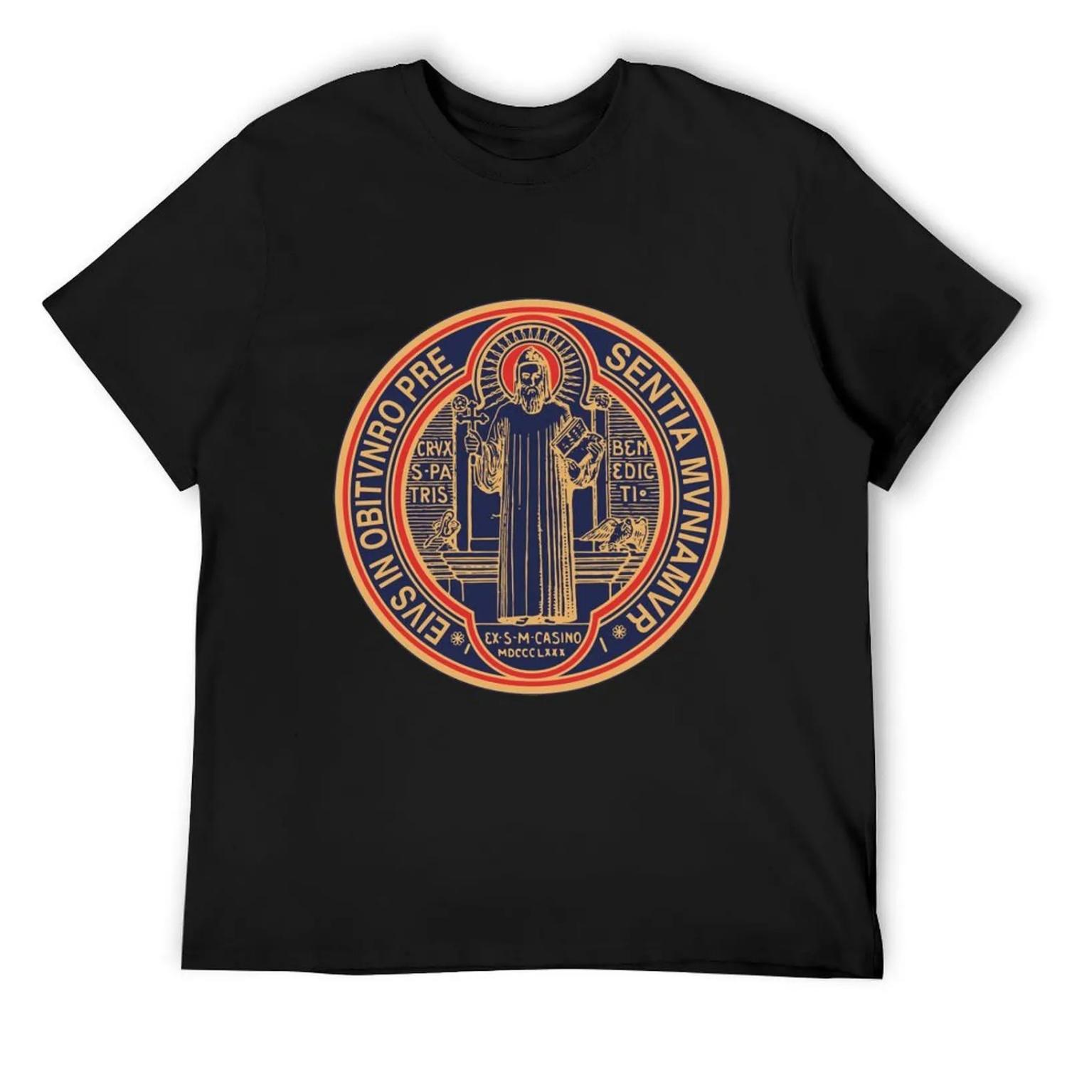 The Medal of Saint Benedict T-Shirt quick drying valentines clothes baggy shirts sublime mens designer t shirt XXXXXL чёрный