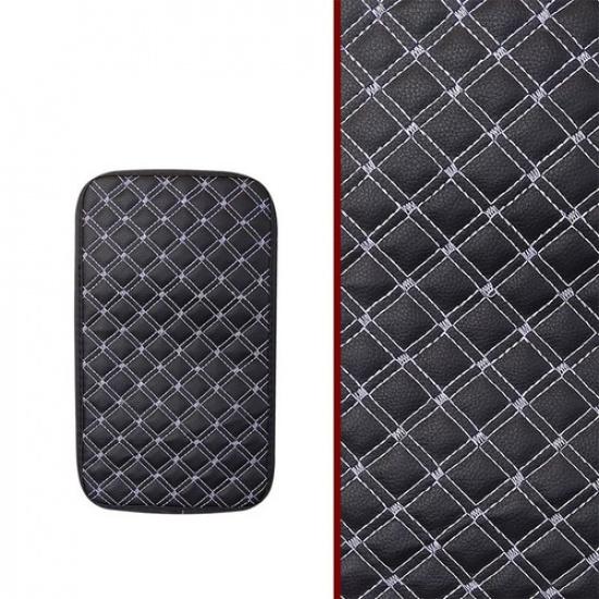 Classical Quilted Embroidery PU Leather Car Armrest Box Cover Center Console Pad