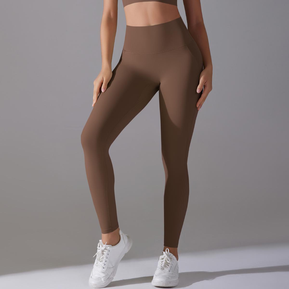 

Nessaj женские спортивные брюки эластичные леггинсы для занятий йогой в спортзале леггинсы для фитнеса с высокой талией беговые велосипедные брюки S коричневый
