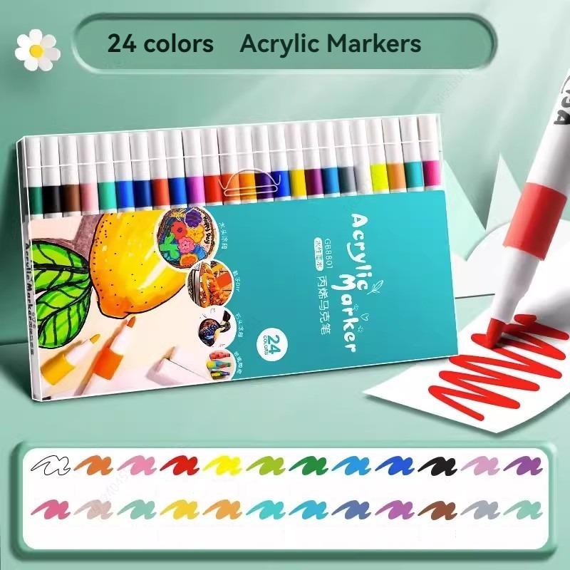 24/80 Colors Acrylic Marker Rock Painting Kit for Kids Children Stone Paint Pens Set Ceramic Glass Wood DIY Crafts Art Supplies