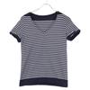 YURI+PARK [Good Condition] 6517-343-0253 Stripe V-neck Knit Sweater/ Tops *There Is No Size Notation. Navy / WhiteUsed