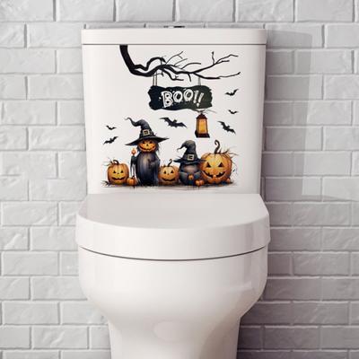 Funny Ghost Pumpkin Witch Decals Self-adhesive Vinyl Art Decoration Removable Toilet Lid Stickers Bathroom