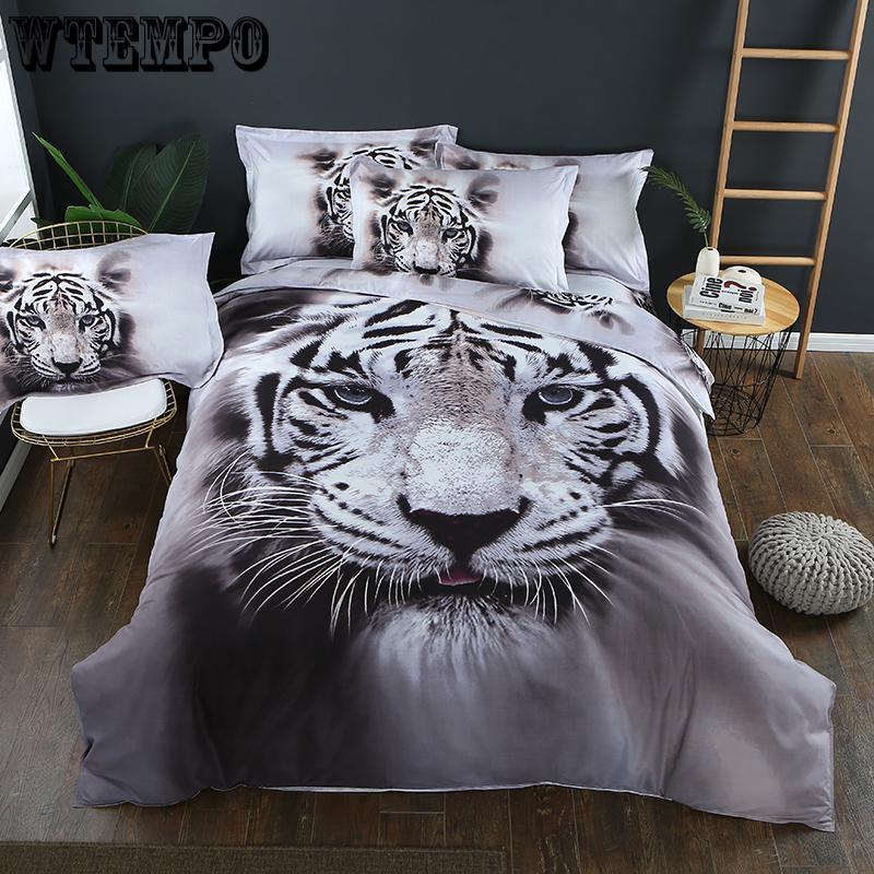 Buy 3D Lifelike White Tiger Bedding Set of Duvet Cover Pillowcases Size
