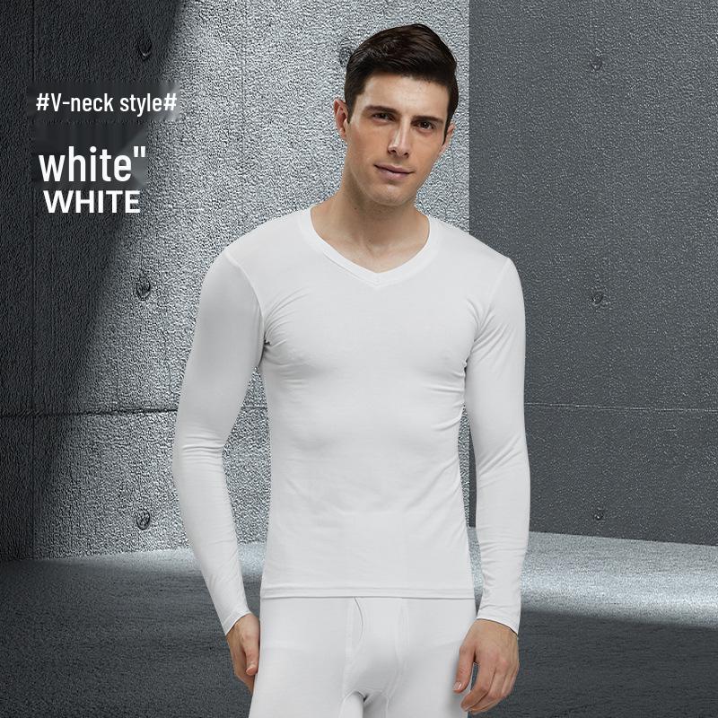 Men's Modal Autumn Base Layer Set: Plain Warm Long Underwear & Sweater - Plus Size for Cold Protection