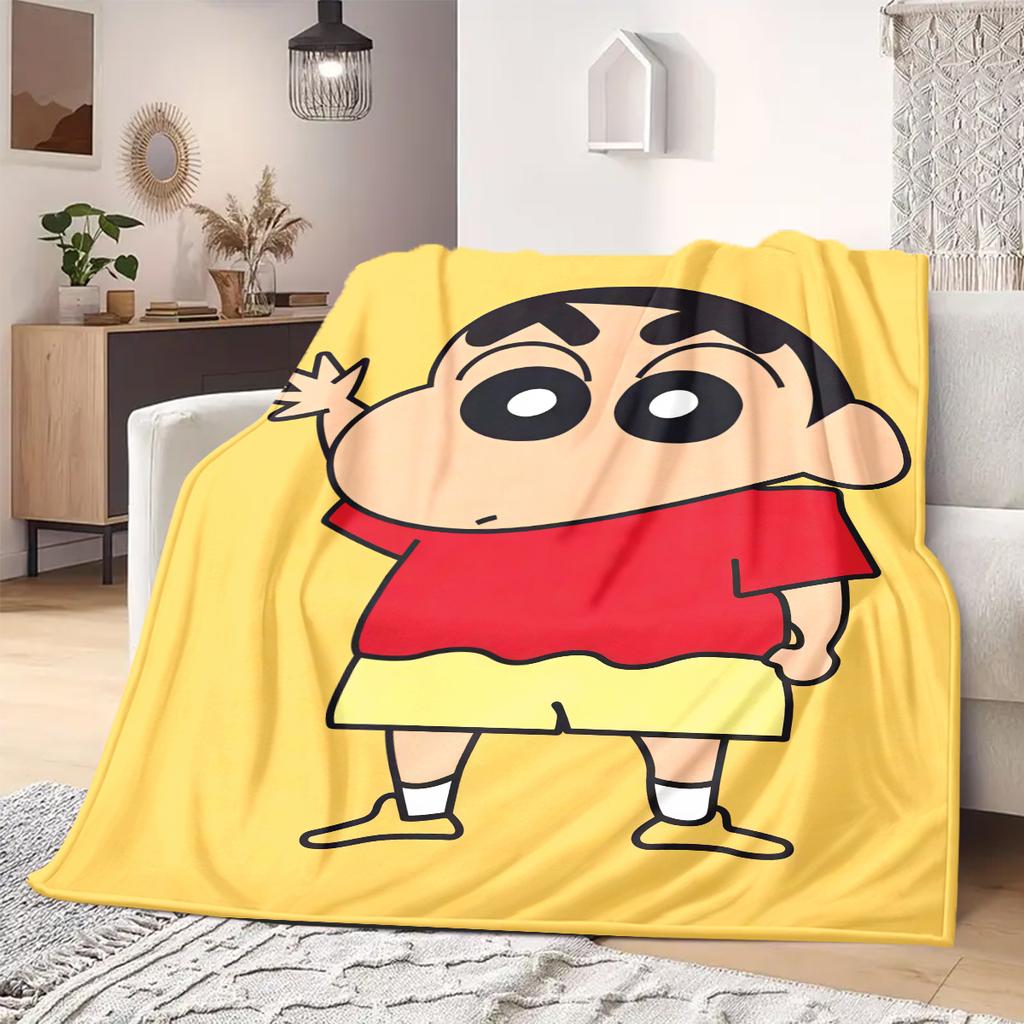 Shinchan Anime Print Blanket Warm Comfortable Flannel Blanket Suitable for Bedrooms, Sofas, Beds, Chairs, Picnics, Travel
