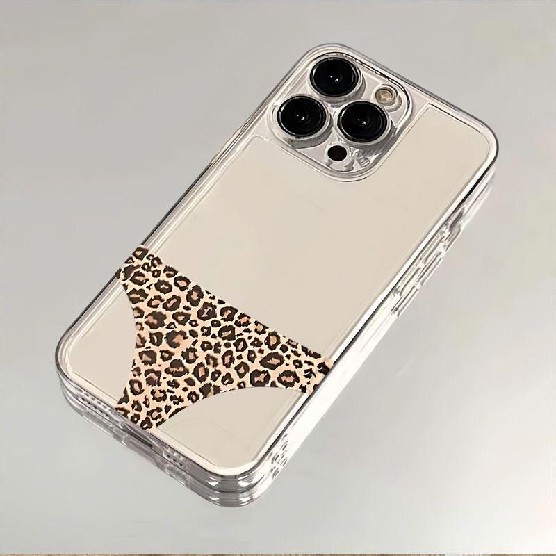 Leopard Underwear Phone Case for iPhone 17 Air 16 15 14 13 12 11 Pro Max Plus Mini 8 7 Soft Transparent Cover Fundas Accessory