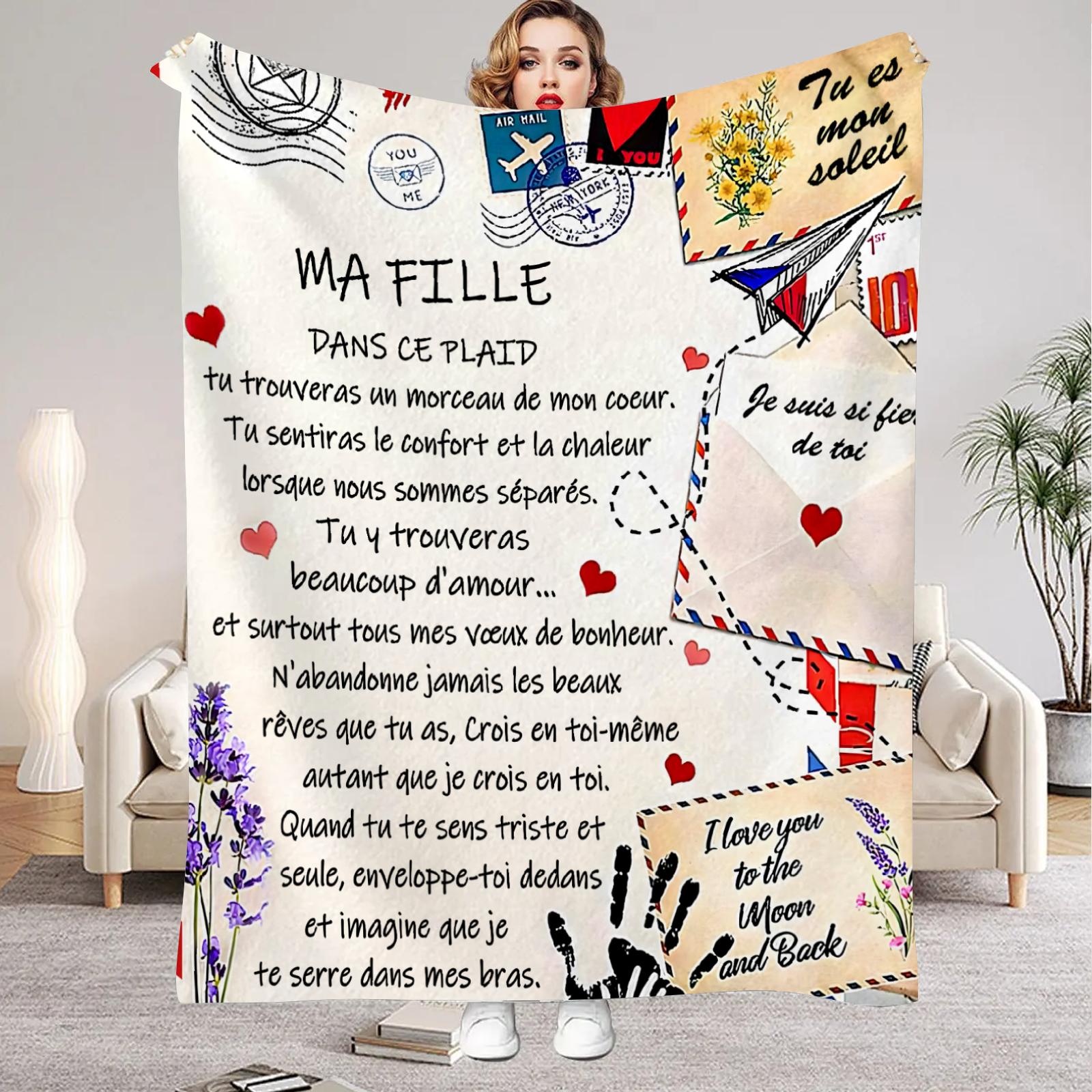 

Blanket Mother s Letter to Daughter French Print Fluffy Flannel Blanket for Home Living Room Bedroom Decor 2026 New Year Gift 75cmx90cm