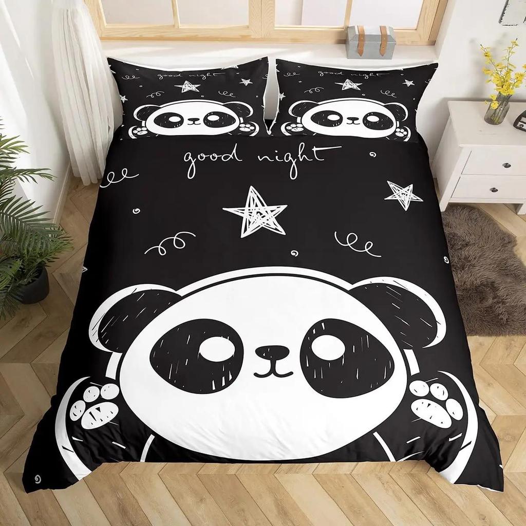 Panda Polar Bear Duvet Cover 3D Printed Animal Bedding Set, Single and Double Beds, Full Size Double Bed, Large Pillowcase Gift