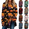 Women's Long Sleeve Halloween T-Shirt Loose Fit Crewneck Casual Print Top