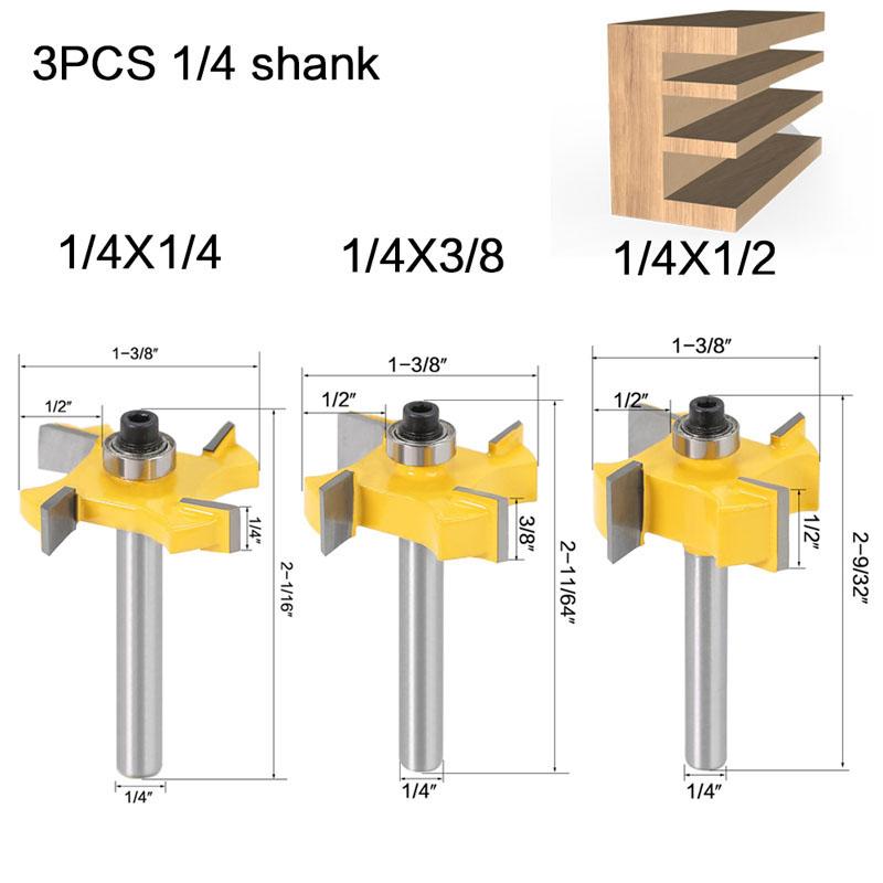 1/3pc 6mm 1/4 zoll Schaft T typ lager holz fräser Industrie Grade Rabbeting Bit holzbearbeitung werkzeug router bits für holz