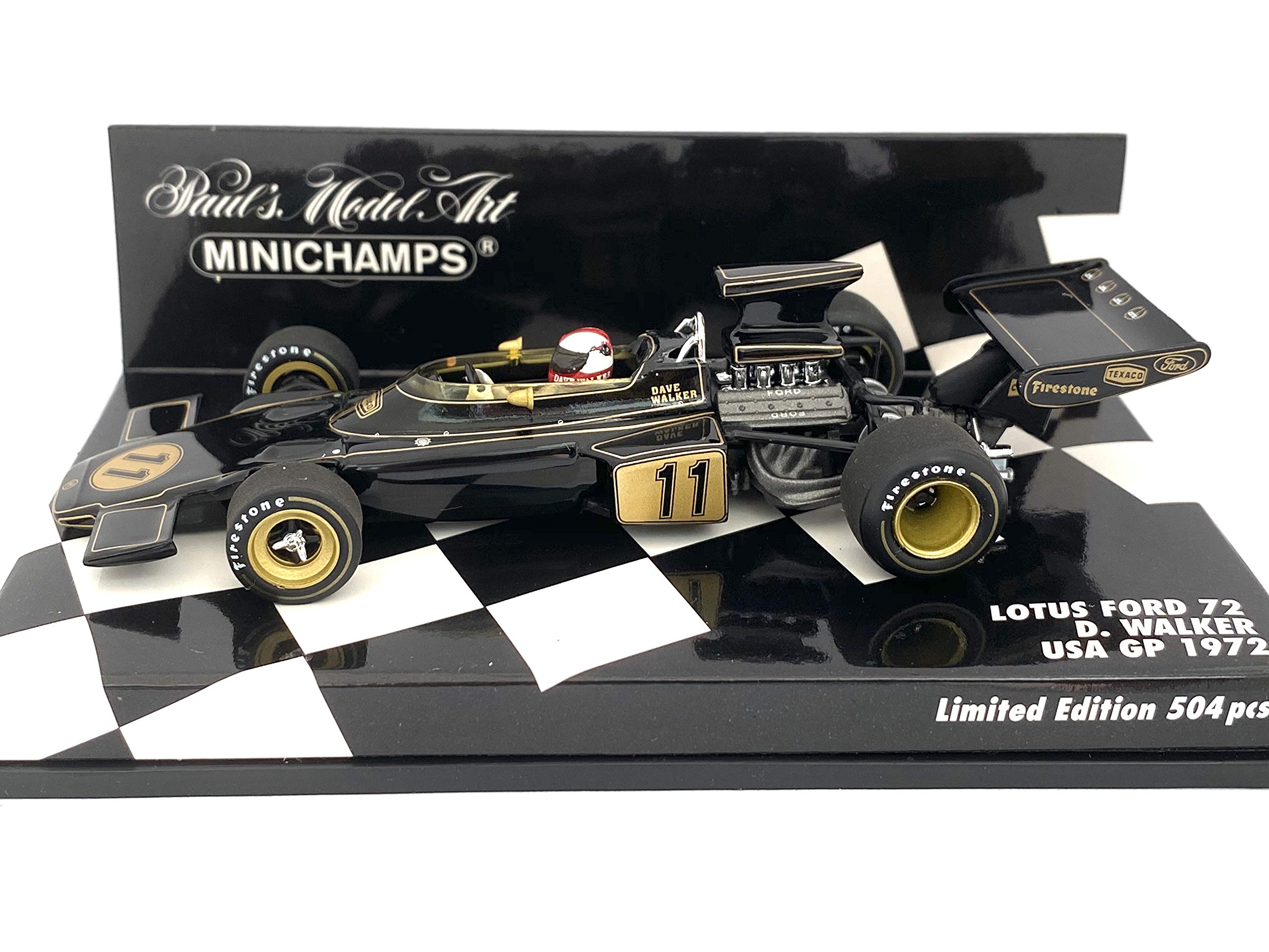 

Minichamps scale Lotus Ford 72 1972 F1 US GP Walker 1/43 #11 D.