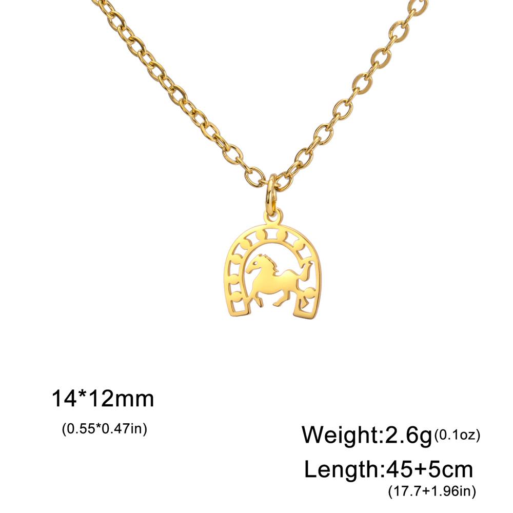 My Shape Horse and Horsehoe Pendant Necklaces for Women Girls Stainless Steel U-Shaped Horse Animal Choker Chain Jewelry Gifts