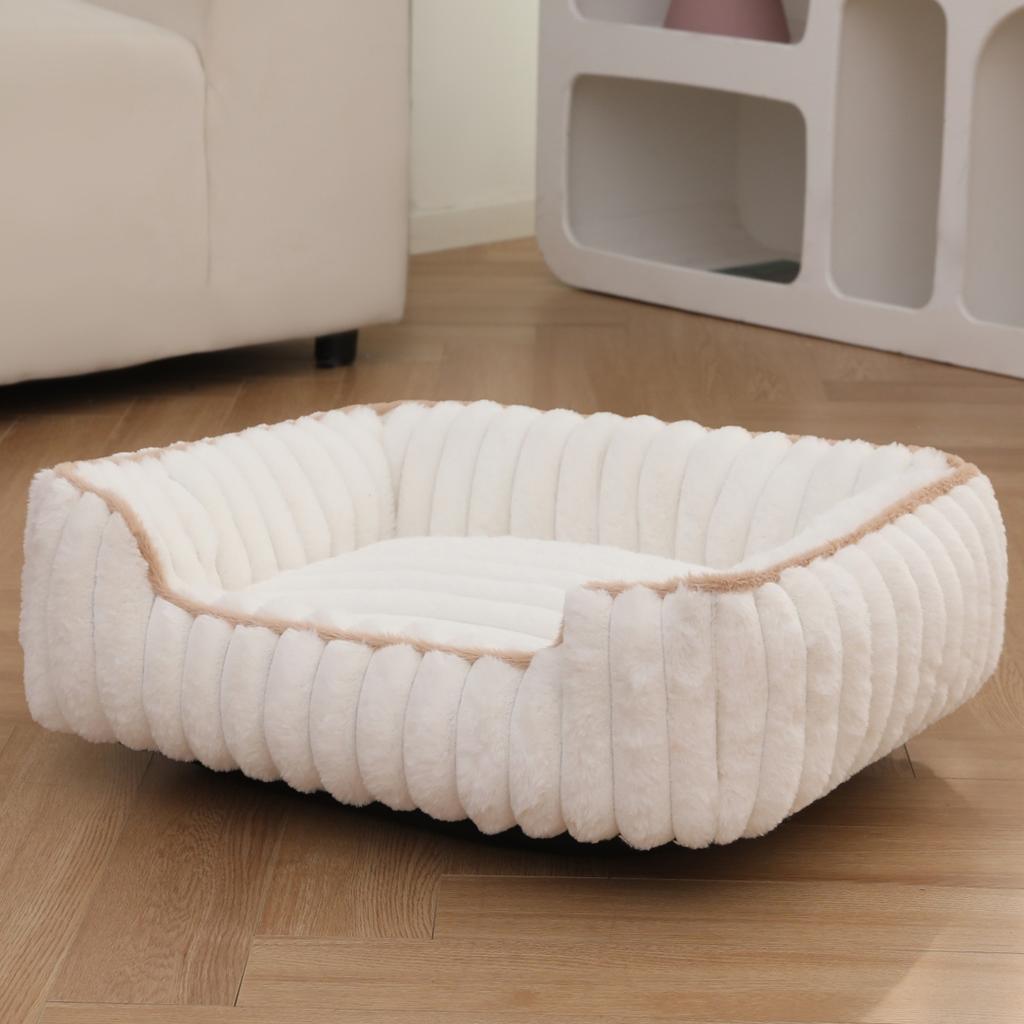 Cat nest, thickened straight bar square nest, rabbit plush, soft and comfortable pet bed for deep sleep, also suitable for dogs