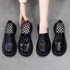 thick-soled French small leather shoes women's loafers 2025 new flat-soled height-increasing British-style versatile soft leather shoes