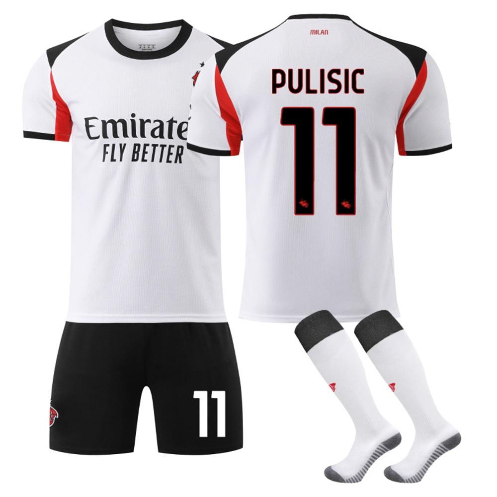 Jugendliche Kinder Erwachsene Individueller Name Fußballtrikots 2025-26 AC Mailand Auswärts #11 PULISIC Trainings Trikot Set mit Socken