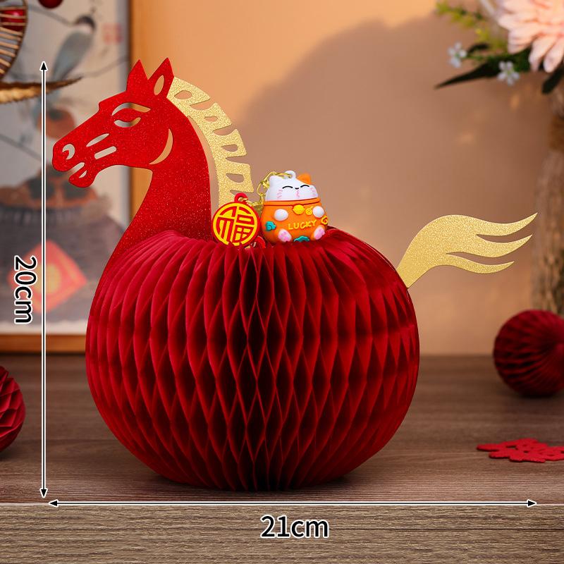 Horse Shape Ornaments For  Chinese New Year Desktop Parper Honeycomb Balls Festival Party Gifts Room Decoration