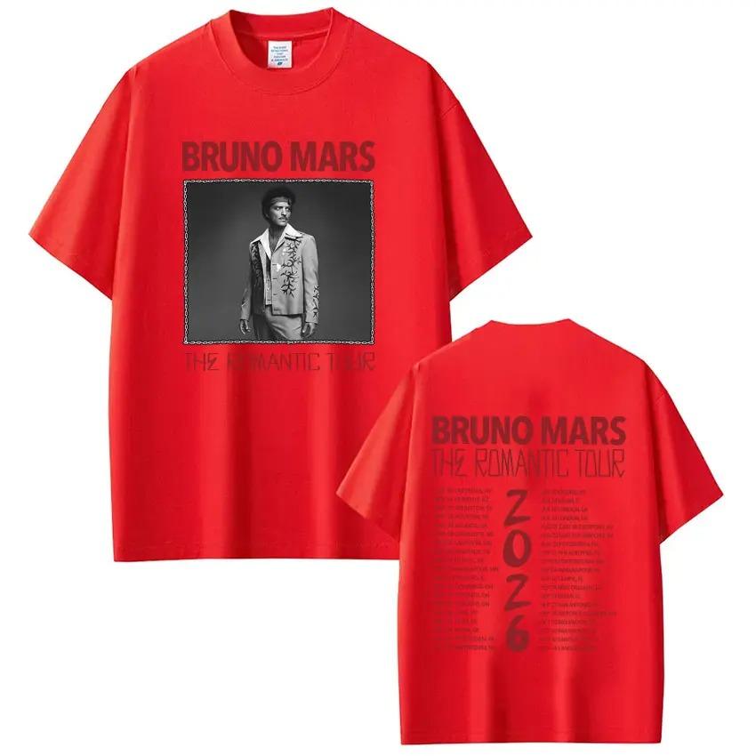 Bruno Mars The Romantic Tour 2026 Print Tees Men Women Gothic Punk T-shirts Summer Short-sleeved Vintage Fashion Cotton T-shirts