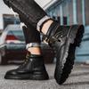 Autumn and Winter Men's High-top Martin Boots Lace-up Locomotive Boots Leather Student Lace-up Platform Shoes