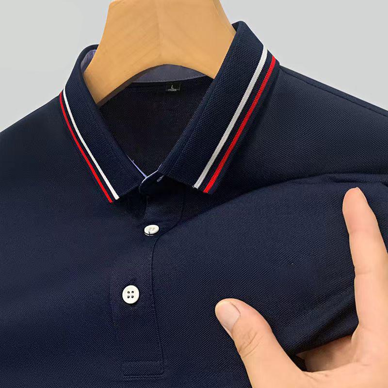 

2026 Summer Polo Shirt Men Hot High Quality Men s Short Sleeve Breathable Top Business Casual Polo-shirt for Men 4XL темно-синього кольору