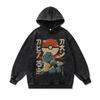 Cartoon Digital Direct Injection Printing Hoodie American Retro 430G Pure Cotton Loose Large Size Washed Sweater Men