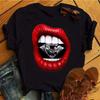 Lippen Reine Baumwolle Bedruckt Unisex und Damen Modetrend T-Shirt Sommer Neu Personalisiert Rundhals Locker Lässig T-Shirt