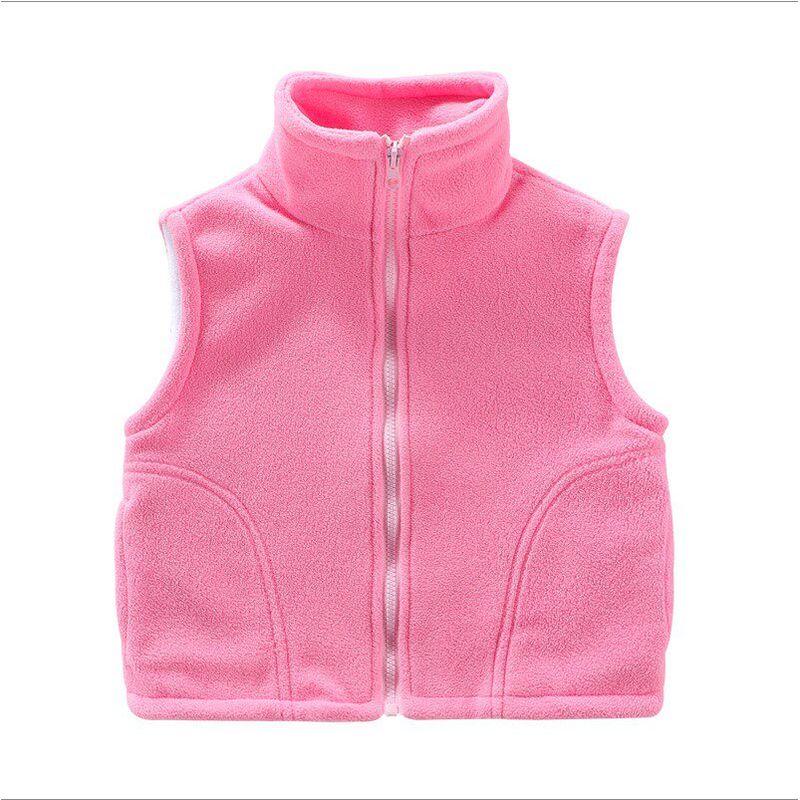 Spring and Autumn New Arrival Children Boys and Girls Pure Color Cardigan Simple Warm Polar Fleece Waistcoat