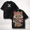 2026 One Piece Shanks Red Hair Pirate King T-Shirt Men Women Vintage Washed Black Graphic Tee Back Print Anime Streetwear