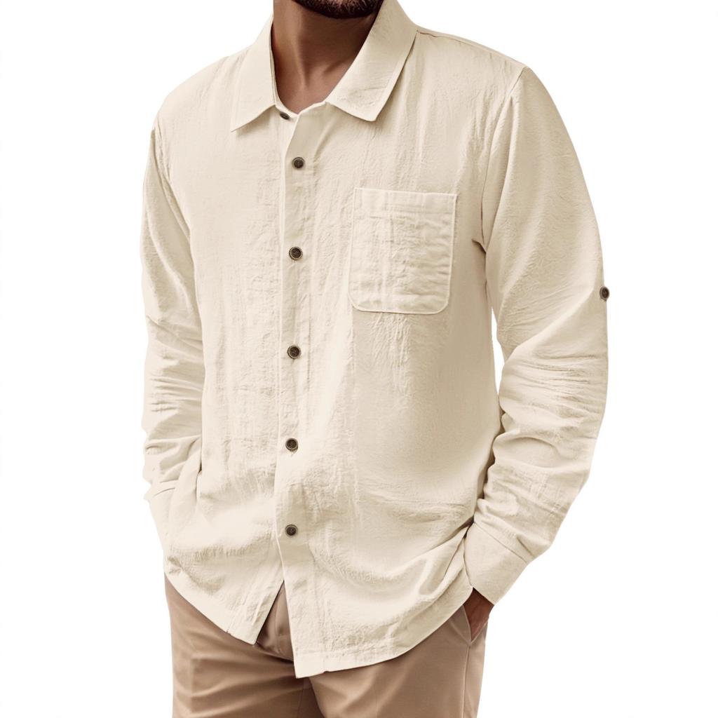 2025 Summer Linen Men's Short Sleeve & Long Sleeve Cardigan Casual Button-Down Beach Shirt