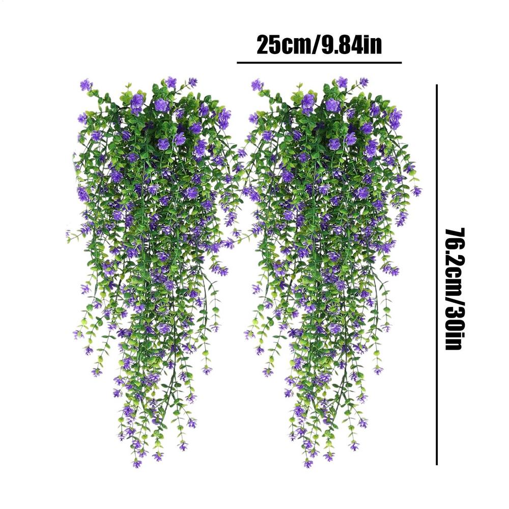 Artificial Hangable Plants 2Pieces Artificial Eucalyptus Greenery Realistic UV Resistant Wall Decoration For Living Room Patio