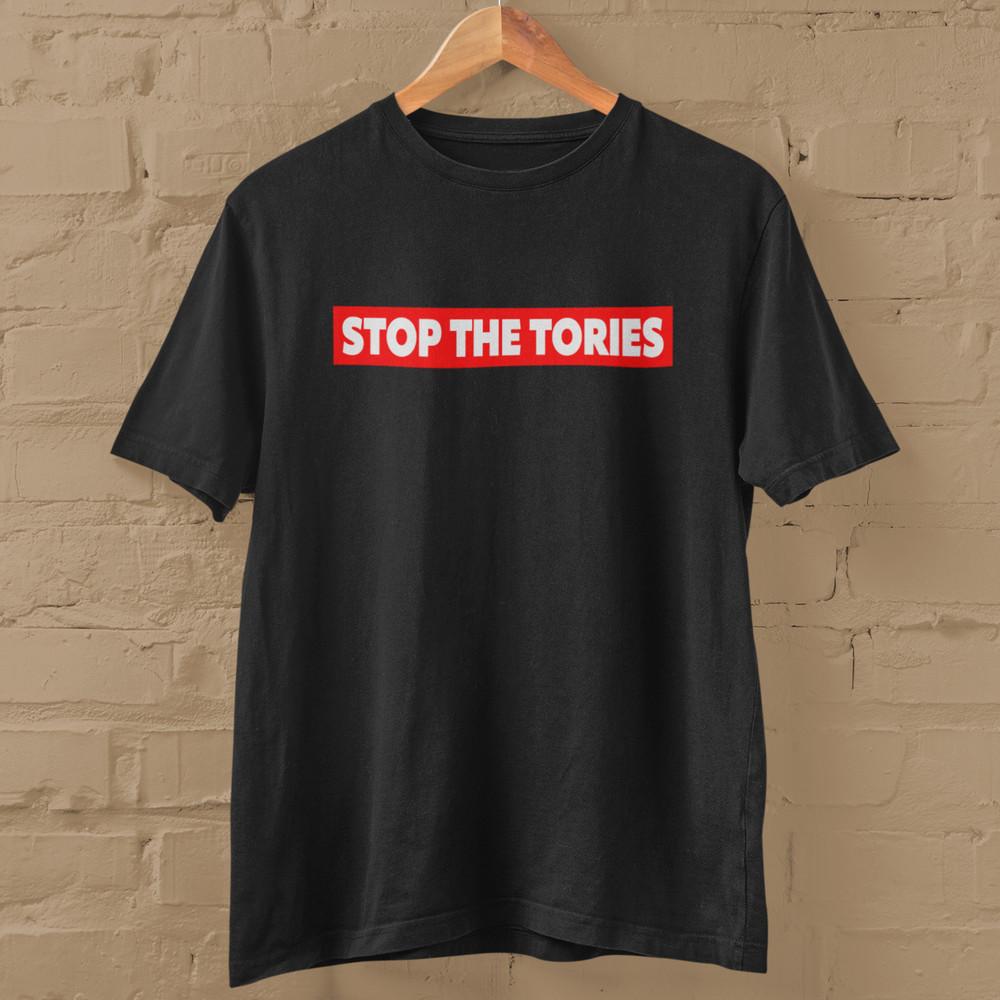 STOP THE TORIES T-SHIRT (Stop the Boats Parody Political Labour Election Stamer) Unisex T-Shirt L