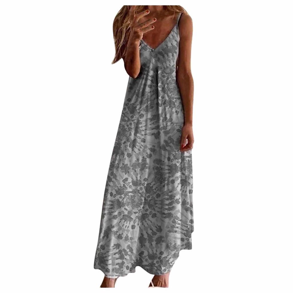 Women  Print  Backless Maxi Dress Sexy Sleeveless Beach Dress
