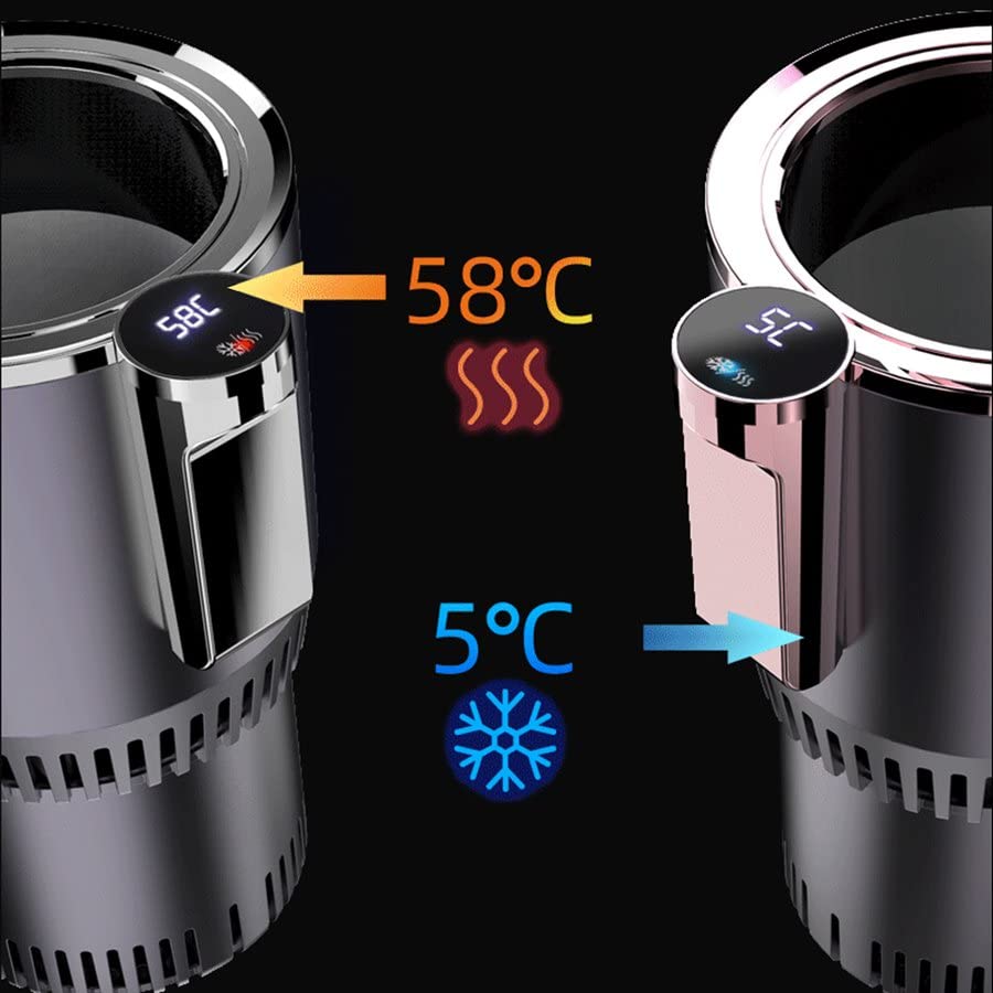 AKI Drink Keeps Drinks Hot and LCD Touch Cup Car Drink Cigarette Lighter Compatible with 12V Car Camping Accessories Holder, Insulated, Cold, Display,