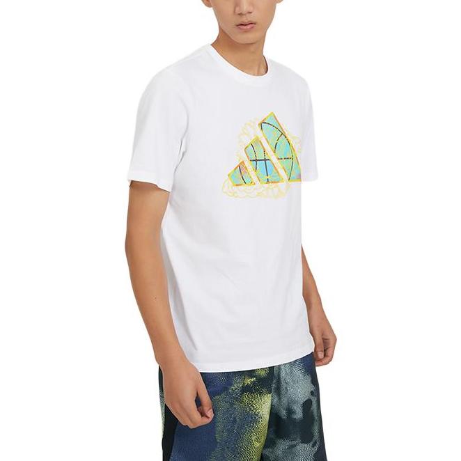 Adidas T Shirts Men's White Crew Neck Moderate Straight Fit IC8105