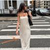 Elegant Cotton Lined Slip Dress Women Solid Color Tube Sleeveless Long Dresses Female 2025 Spring Summer Fashion Lady Beach Dress