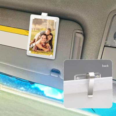 Yousheng Car Visor Photo Frame Clear Acrylic Photo Holder Clip-on Car Interior Picture Frame Fits Most Visors for Kids Family Photos Couple Keepsake
