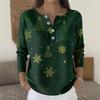 Women's Fashion Long Sleeve Christmas Snowflake Print Top Elegant Casual Top