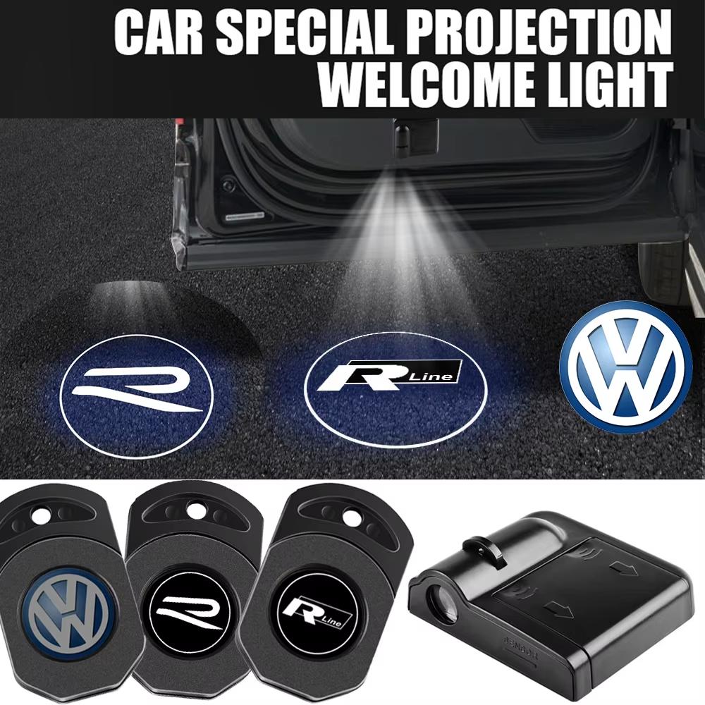1/2PCS For Volkswagen Vw Tiguan Jetta Mk6 Scirocco Polo 6R Touran Passat HD Car Door Welcome Lights LED Wireless Projector Lamps CWU1