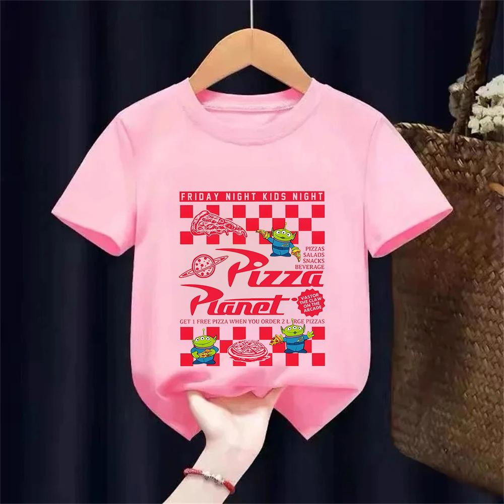 

2026 Summer Toy Story Aliens Pattern Cotton T-Shirt Kids Unisex Short Sleeve for Daily Leisure and Theme Activities Wear 110